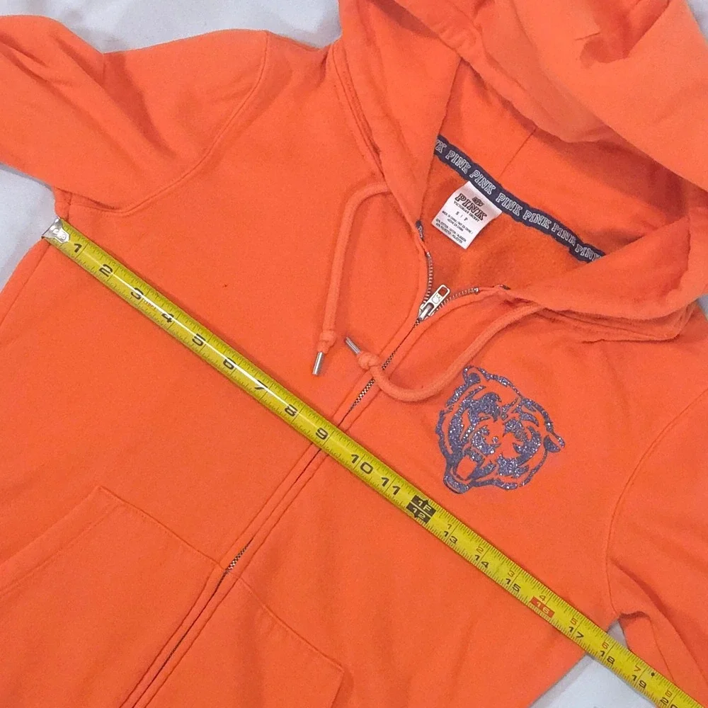 Victoria's Secret PINK Chicago Bears Hoodie S Bling Full Zip Orange Y2K NFL Cozy - Picture 14 of 16